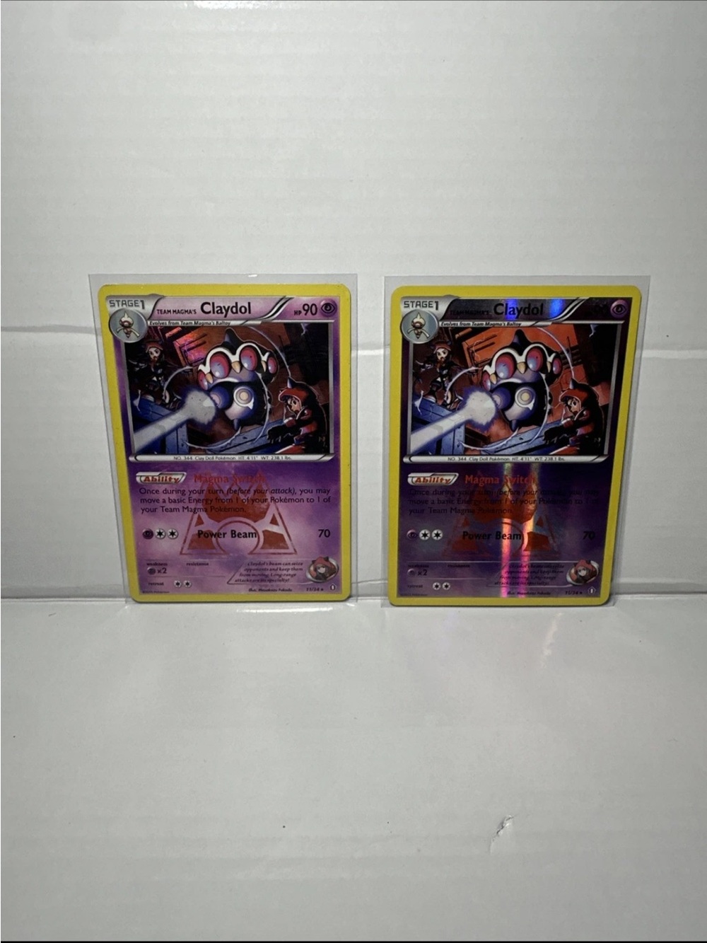 Pokemon Claydol Trading Cards Yellow Border Purple Holo (Pair)